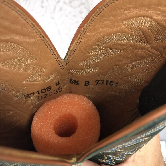 Lucchese 1883 Boots Womens Size 6.5 Brown Green Leather Western Cowboy Cowgirl - Picture 12 of 16